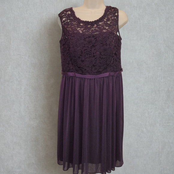 David’s Bridal Lace Overlay Plum Purple Formal Dress Size 12 - Picture 1 of 7